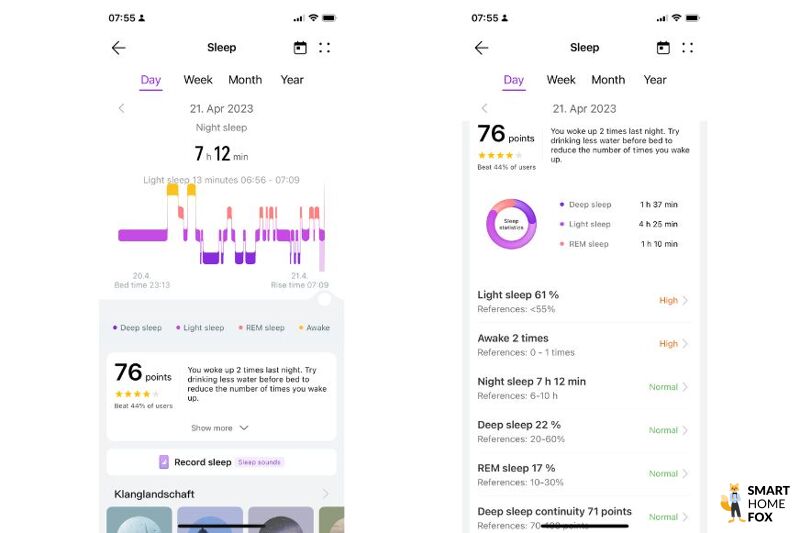 Man sieht die Schlafüberwachung auf der Huawei Watch Ultimate.